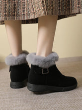 Laden Sie das Bild in den Galerie-Viewer, Round Toe Fur Women Snow Boots Genuine Leather Ankle Boots q159