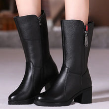 Laden Sie das Bild in den Galerie-Viewer, Women Mid-Calf Boots Winter Warm Side Zipper High Heel Booties q163