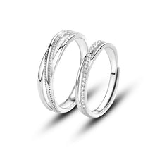 Laden Sie das Bild in den Galerie-Viewer, New Fashion Couple Rings for Men Women Silver Color Cross Rings with Cubic Zirconia Sparkling Lover Rings