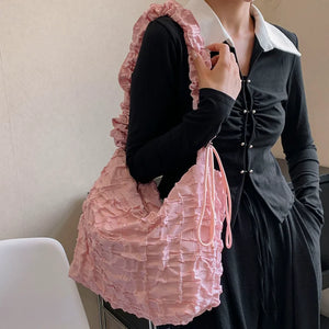 Fashion Women's Shoulder Bag Pleated Messenger Bag Crossbody Purse q33