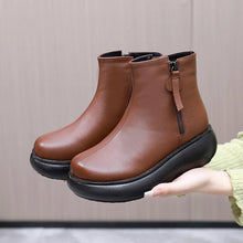 Load image into Gallery viewer, Winter Women Genuine Leather Wedges Boots Thick Ankle Boots q139