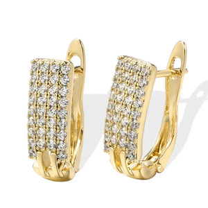 Modern Fashion Women's Earrings Gold Color U Shaped Hoop Earrings Full Cubic Zirconia Sparkling Earrings Jewelry