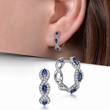 Cargar imagen en el visor de la galería, Marquise Blue Cubic Zirconia Hoop Earrings Daily Wear Temperament Women Accessories Luxury Trendy Wedding Jewelry