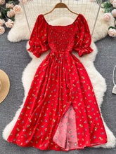 画像をギャラリービューアに読み込む, YuooMuoo Fast Shipping Women Dress Fashion Romantic Floral Print Split Long Summer Dress Puff Sleeve Party Korean Vestidos