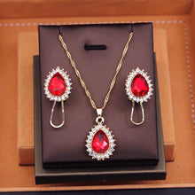 画像をギャラリービューアに読み込む, Prom Green Tiaras Bridal Jewelry Sets for Women Choker Necklace Earrings Set With Crown Wedding Jewelry Set Accessories