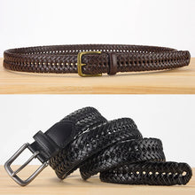 Carica l&#39;immagine nel visualizzatore di Gallery, Genuine Leather Belt For Men Knitted Strap Vintage Designer Jeans Braided Belts