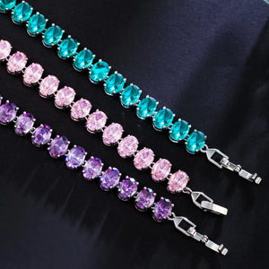 Glamorous Oval Round Cubic Zirconia Bracelets Pave Setting Women Jewelry b167