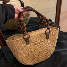 Load image into Gallery viewer, 2024 New Summer Women Straw Beach Bag Large Handbag Handmade Shoulder Bag a168