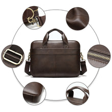 Cargar imagen en el visor de la galería, Genuine Leather Men Briefcase for Laptop 14 Messenger Men&#39;s Leather Bag Business Portfolio for Document A4