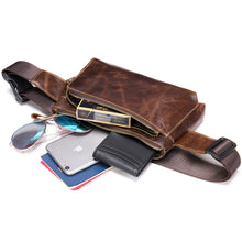 画像をギャラリービューアに読み込む, Fanny Pack Men&#39;s Waist Bags Vintage Genuine Leather Belt Pouch Phone Pocket Hip Bag Travel Chest Bag Man Slingback