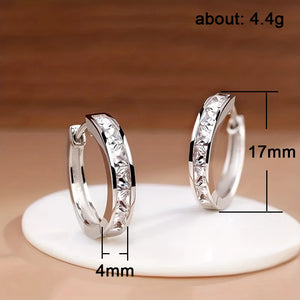 Hoop Earrings with Princess Cubic Zirconia Ear Circle Earrings for Women x06