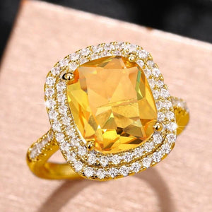 Large Women Pink Cubic Zirconia Ring for Wedding Ceremony Party Jewelry hr15 - www.eufashionbags.com