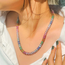Charger l&#39;image dans la galerie, Colorful Cubic Zirconia Paved Round Tennis Chain Iced Out CZ Necklace b127
