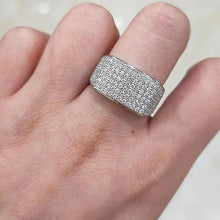 画像をギャラリービューアに読み込む, Full Bling Iced Out Rings for Women Silver Color Crystal Rings Wedding Band Jewelry t37 - www.eufashionbags.com