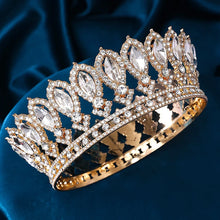 Cargar imagen en el visor de la galería, Vintage Queen Wedding Crown.Bride Headdress.Rhinestone Crystal Tiaras.Round diadem.Party Birthday Hair Jewelry Accessories