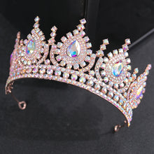 画像をギャラリービューアに読み込む, Luxury AB Color Crystal Bridal Crown Tiaras Rhinestone Wedding Hair Accessories l25