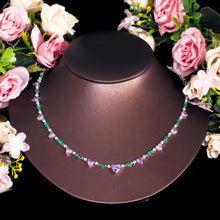 Cargar imagen en el visor de la galería, Heart Shape Cubic Zirconia Choker Chain Link Tennis Necklace b139