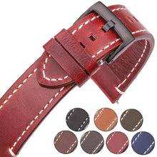 Load image into Gallery viewer, Genuine Leather Watch band 7 Colors Strap 18mm 20mm 22mm 24mm Women Men Cowhide Smart Watch Band - www.eufashionbags.com
