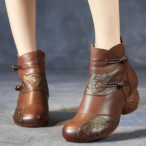Winter Thick Heel Ankle Boots Women Warm Boots Shoes Handmade q143