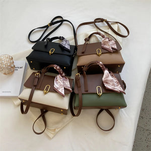 Small PU Leather Tote Bags Fashion Winter Trendy Ribbon Crossbody Bag  z27