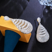 Load image into Gallery viewer, Long Cubic Zircon Dangle Drop Bridal Earrings for Women Bling Marquise Cut jewelry cw39 - www.eufashionbags.com