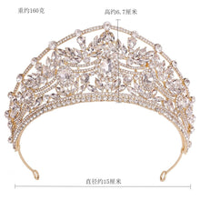 Charger l&#39;image dans la galerie, Luxury Rhinestone Royal Queen Leaf Crowns Tiara Crystal Wedding Hair Accessories bc17 - www.eufashionbags.com
