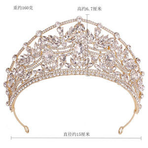 Luxury Rhinestone Royal Queen Leaf Crowns Tiara Crystal Wedding Hair Accessories bc17 - www.eufashionbags.com