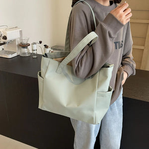 Y2K Solid Color Soft Cloth Design Shoulder Bags for Women 2024 Summer Fashion Big Shopper Shopping Handbags