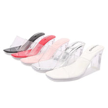 Load image into Gallery viewer, Summer Crystal Clear Transparent Square Toe Slippers Female Shoes Women Fashion Sandals High Heels for External Wear
