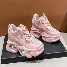Load image into Gallery viewer, Women Mesh Breathable Sneakers High Heel Lace-up Platform Shoes Inner Increasing Shoes