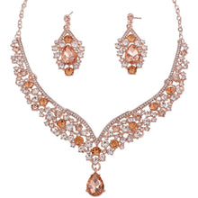 Load image into Gallery viewer, Luxury Water Drop Crystal Bridal Jewelry Sets for Women Chokers Necklace Earrings Set bc20 - www.eufashionbags.com