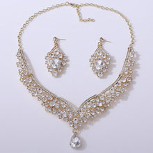 Load image into Gallery viewer, Luxury Water Drop Crystal Bridal Jewelry Sets for Women Chokers Necklace Earrings Set bc20 - www.eufashionbags.com