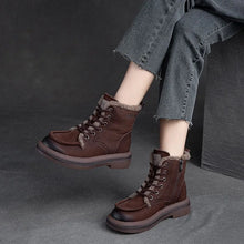 Cargar imagen en el visor de la galería, 4cm Cow Suede Genuine Leather Boots Plush Women Wedge Ankle Rubber Warm Shoes