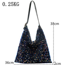 Cargar imagen en el visor de la galería, New Fashion Large Shoulder Bags For Women Shine Sequin Handbag Totes Shopping Bag a170