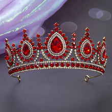 Carica l&#39;immagine nel visualizzatore di Gallery, Baroque Black Crystal Wedding Hair Tiara Rhinestone Bridal Tiaras Crown Hair Accessories e05