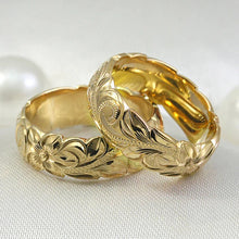 Load image into Gallery viewer, Gold Color Flower Caved Wedding Rings for Women Anniversary Gift Trendy Jewelry n225