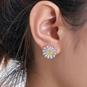 Delicate Small Flower Stud Earrings Yellow Daisy Floral Ear Accessory for Women t19 - www.eufashionbags.com