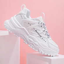 画像をギャラリービューアに読み込む, Women Casual Mesh Breathable Platform Sneakers Men Lace-up White Sports Shoes