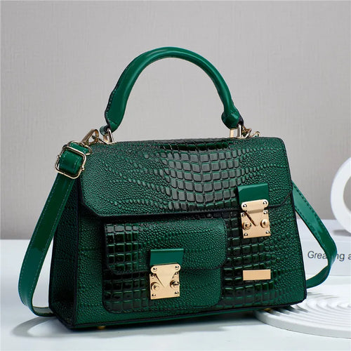 High Quality Handbag Crocodile Pattern PU Retro Single-Shoulder Bag Commuter Storage Satchel