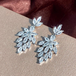 Luxury Bridal Earrings Bling Bling Marquise Crystal Cubic Zirconia Dangle Earrings Aesthetic Jewelry