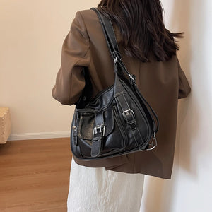 Fashion Leather Shoulder Bag for Women Tendy Bag Belt Buckle Handbags n303