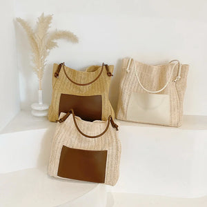 Straw Hollow Out Knitting Tote Bag Large Handmade Shoulder Handbag Women Designer Casual Beach Bag