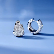 Load image into Gallery viewer, Dainty Small Hoop Earrings for Women Luxury Pave Half Circle CZ Sparkling Earrings t92