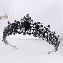 Carica l&#39;immagine nel visualizzatore di Gallery, Black Crystal Crown for Women Tiaras Headdress Prom Diadem Royal Queen Princess Bridal Crowns