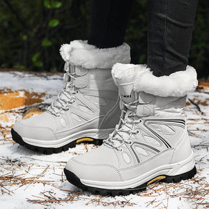Women Snow Boots Warm Plush Waterproof Platform Shoes Lace Up Winter Footwear k02