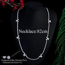 Charger l&#39;image dans la galerie, 82cm Long Cubic Zirconia Paved Necklace Tennis Chain Butterfly Sweater Jewelry for Women