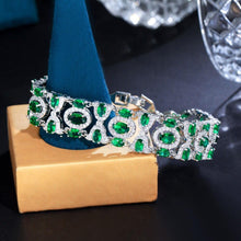 Laden Sie das Bild in den Galerie-Viewer, Green Cubic Zirconia Chain Link Party Bracelets for Women cw41 - www.eufashionbags.com