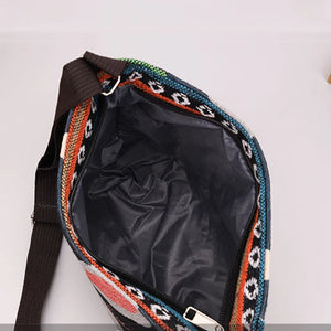Ethnic Style Handbag Embroidery Elephant Canvas Women Shoulder Bags Grocery Storage Pouch Large Crossbody Bag