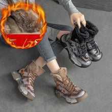 画像をギャラリービューアに読み込む, Genuine Leather Sneakers Fashion Boots for Women Thick Sole Ankle Boots q122