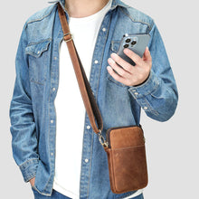 画像をギャラリービューアに読み込む, Crazy Horse Leather Crossbody Bags Genuine Leather Shoulder Bags Small Phone Purse Men Designer Mini Bags